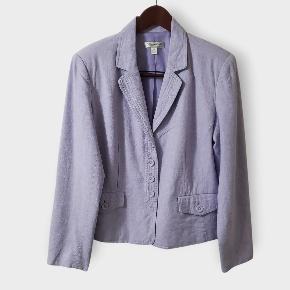 Coldwater Creek Womens Lavender Purple Linen Blend Blazer Jacket Size Medium
